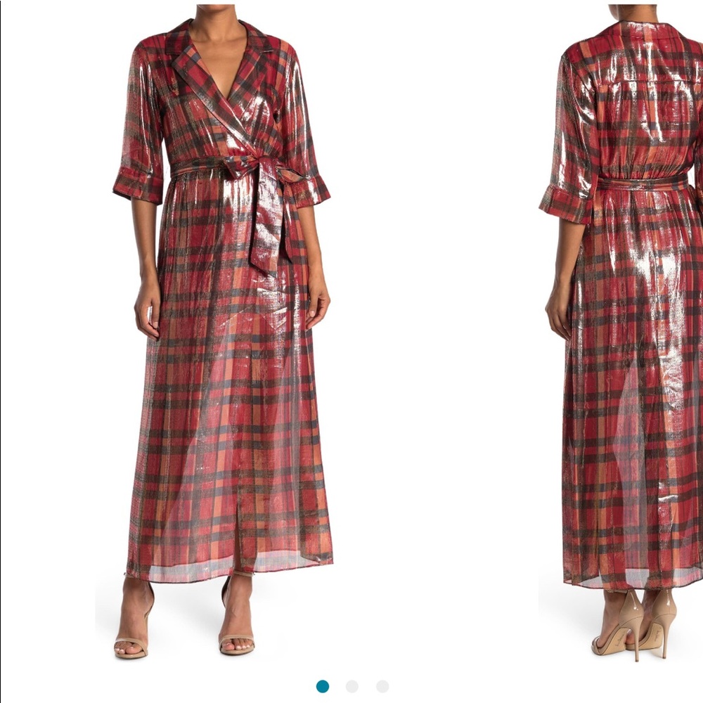 NWT ALICE + OLIVIA SHIMMER WINDOWPANE DRESS!